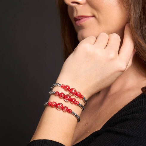 Purpurrot | Silber | Firefly Glas Kaskadenarmband